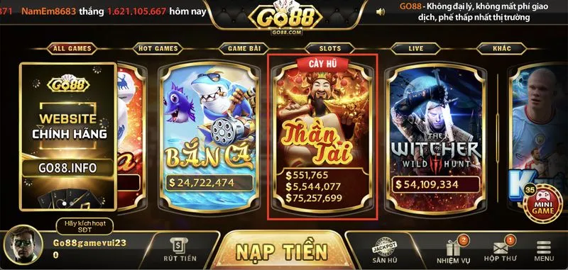 Thần tài tại link tải Go88 – Nổ hũ mang đến nhiều vận may tại nhà game