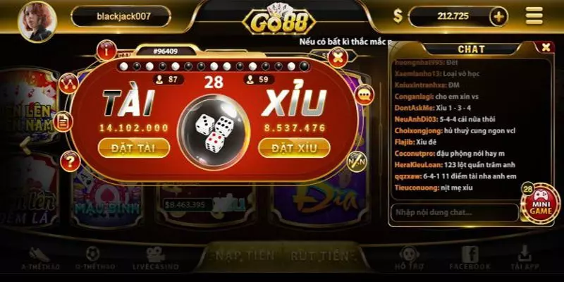 Chơi game tài xỉu tại nhà game Go88