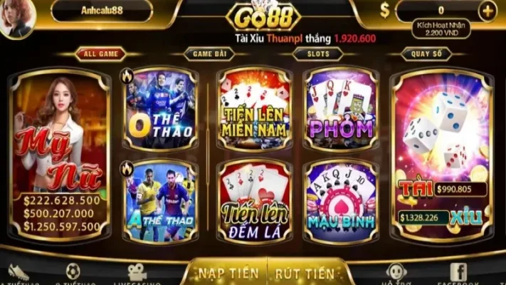 Giao diện nhà game thân thiện, quen thuộc tại Go88